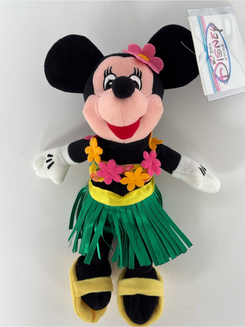 VTG Disney Store Hawaiian Hula Minnie Mouse Bean Bag Plush 8" NWT